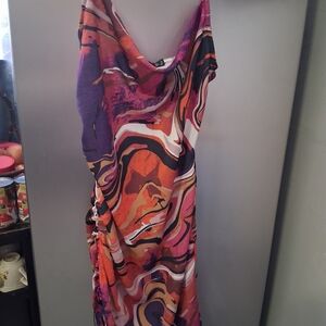PrettyLittleThing Purple and Orange Maxi Dress